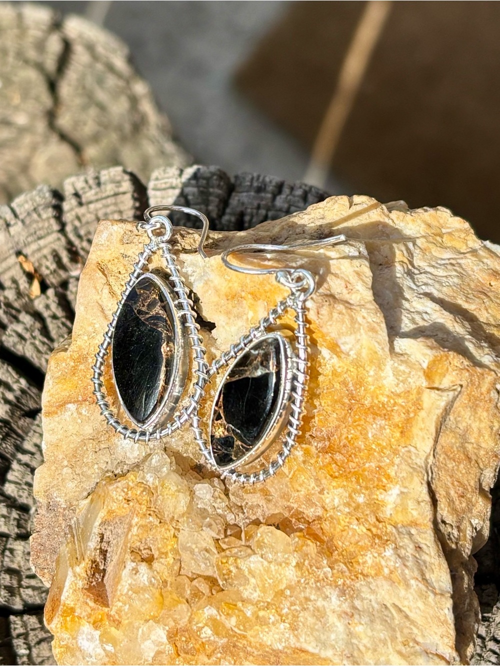 NEW! Black Copper Turquoise Earrings - Picture 10 of 13